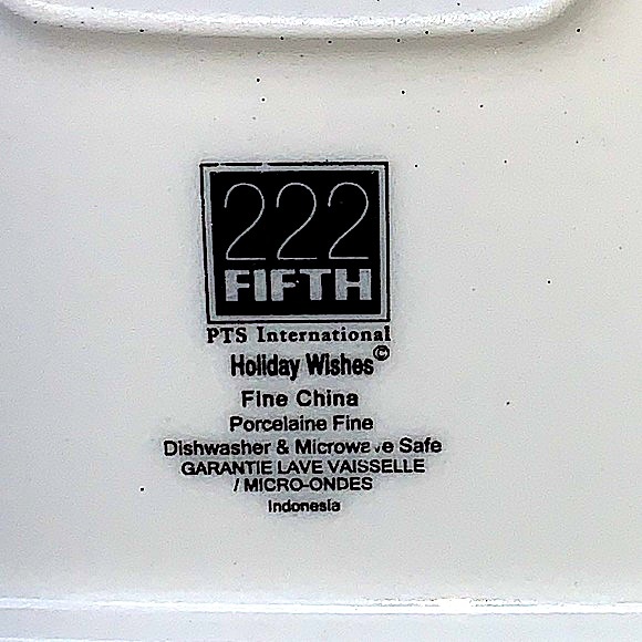 222 FIFTH  “HOLIDAY WISHES” 2 TIERED SERVING TRAY POINSETTIA PINECONES SCRIPT - Picture 11 of 11